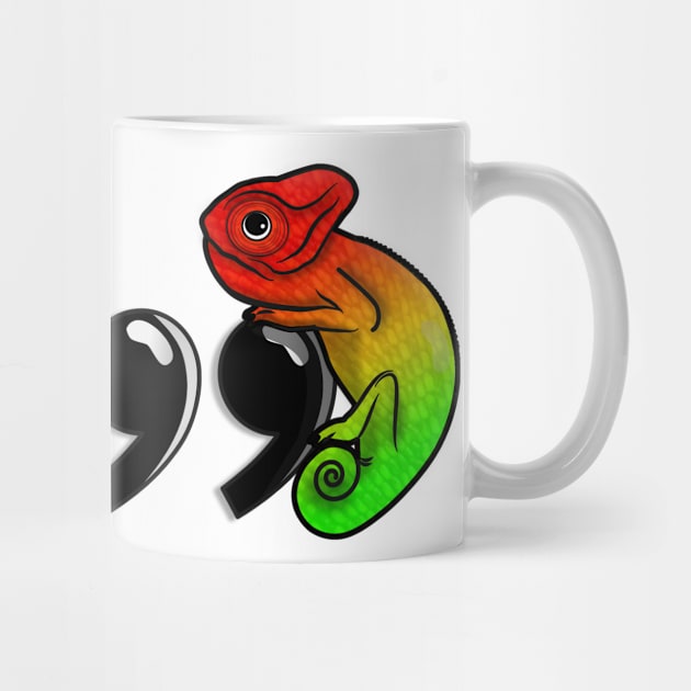 Comma Chameleon - Red, Gold, and Green by Bowl of Surreal